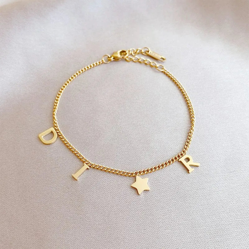 Star Letter Pendant Bracelet