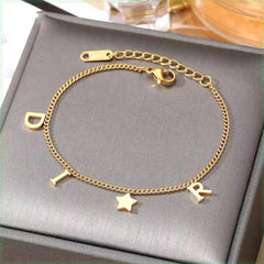 Star & Letter Pendant Bracelet