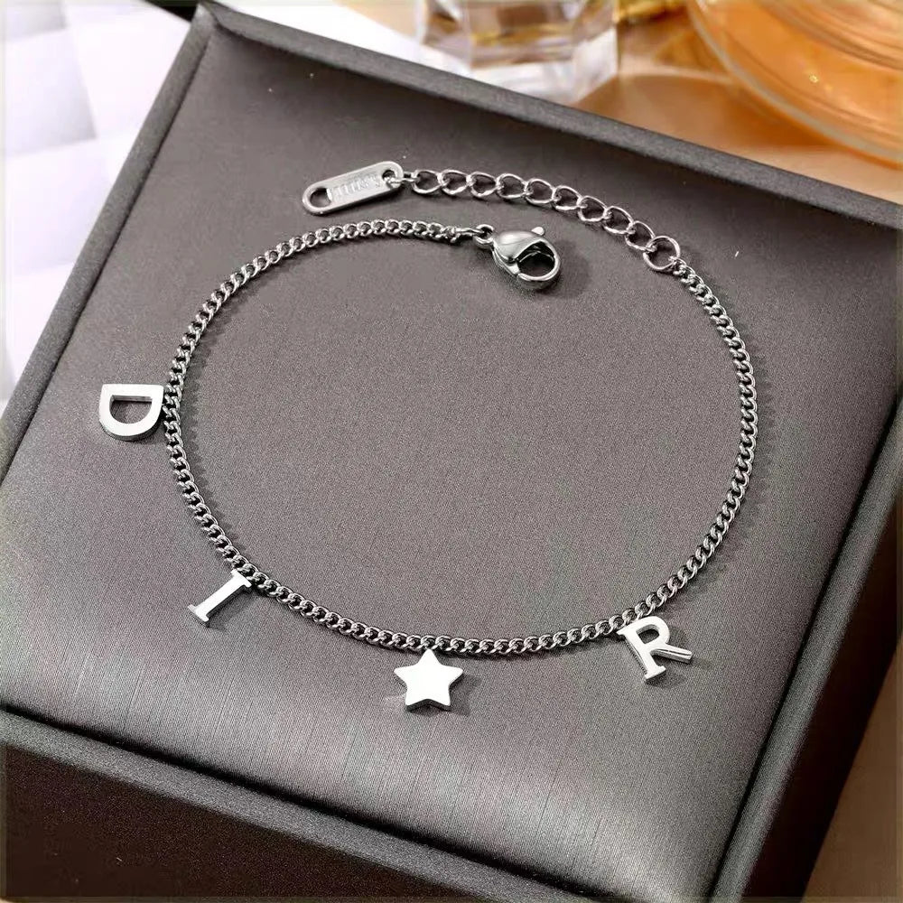 Star & Letter Pendant Bracelet