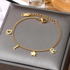 Star Letter Pendant Bracelet