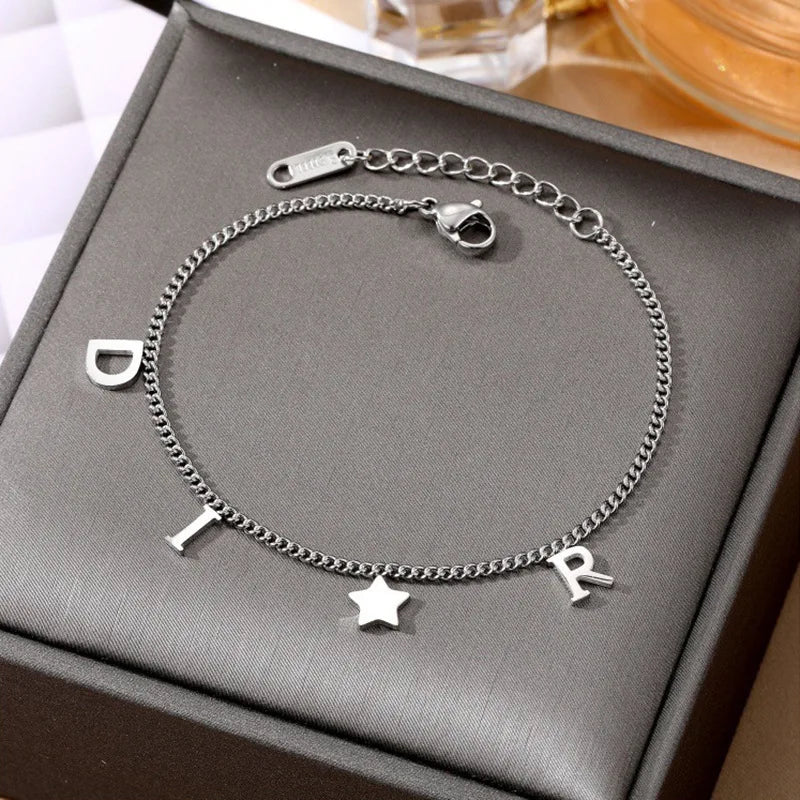 Star Letter Pendant Bracelet