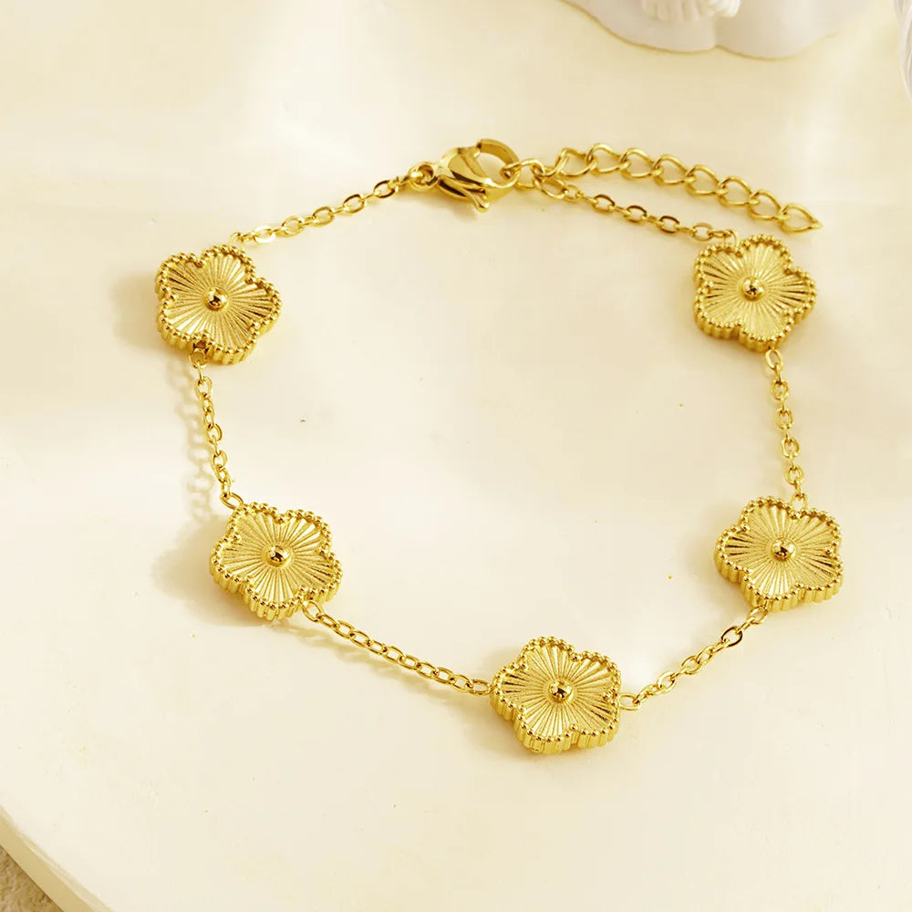 Gold Flower Charm Bracelet