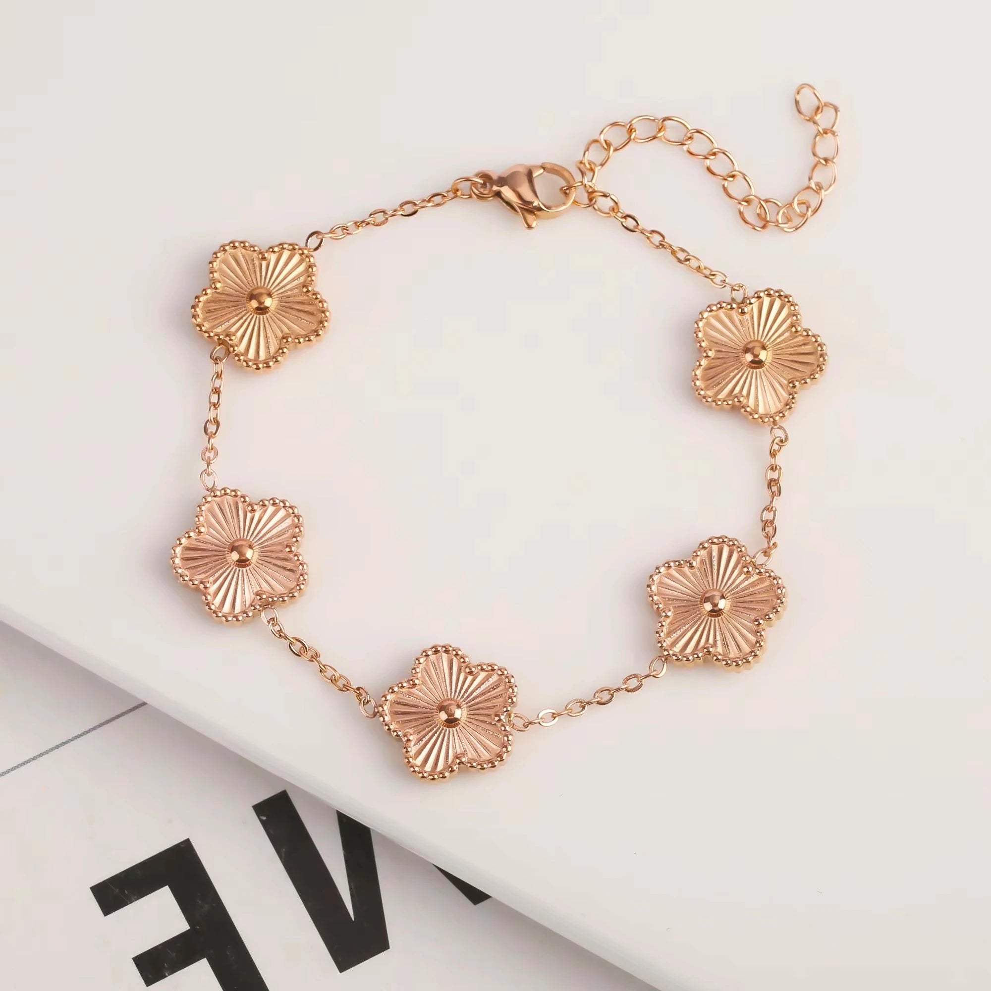 Gold Flower Charm Bracelet