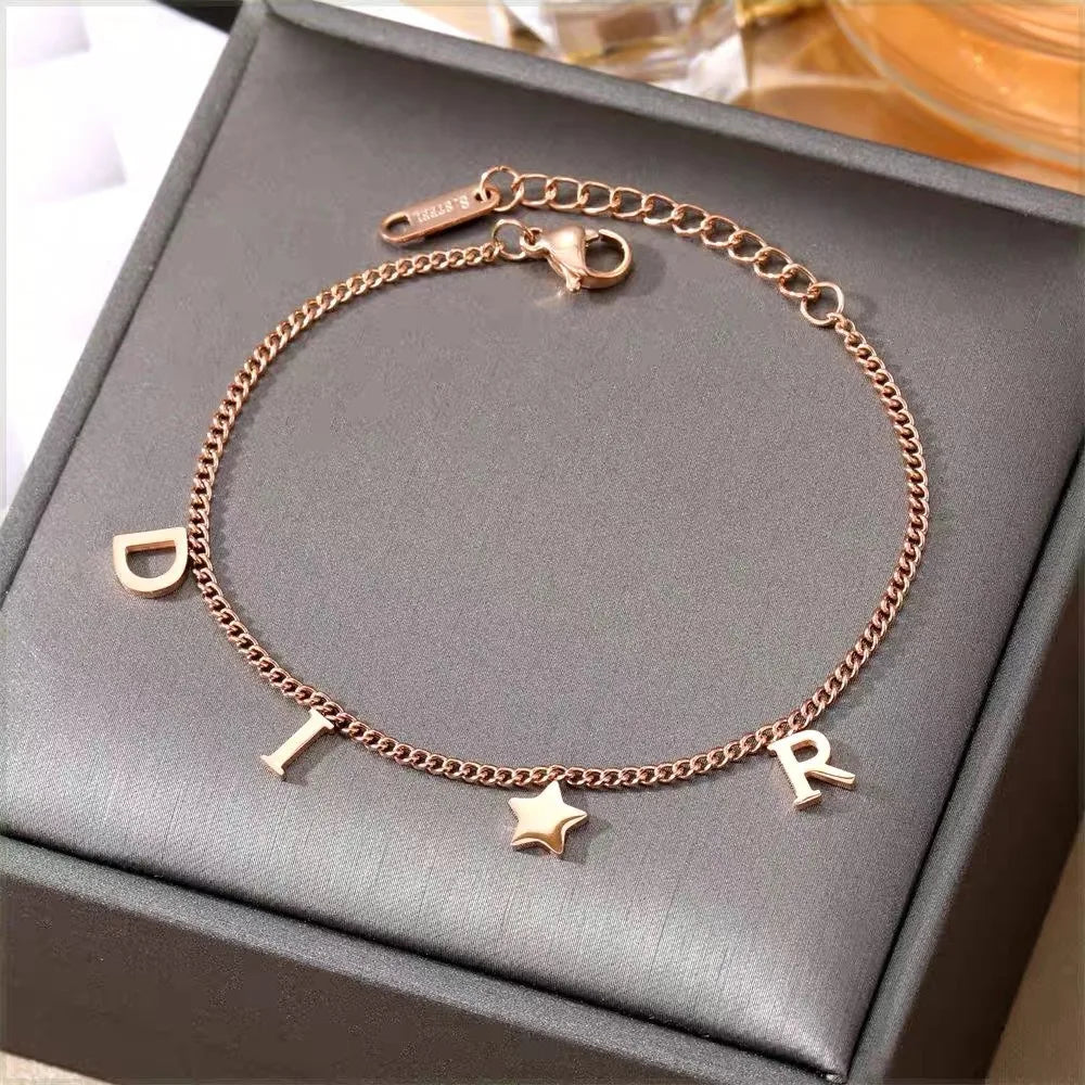 Star & Letter Pendant Bracelet