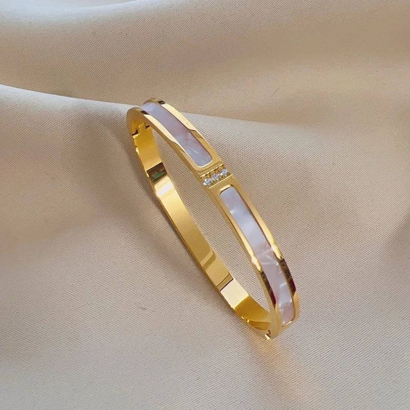 Titanium Zircon Gold Bracelet